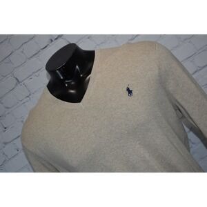 Polo Ralph Lauren Sweater Mens Medium Tan Pima Cotton V-Neck NEW TAGS